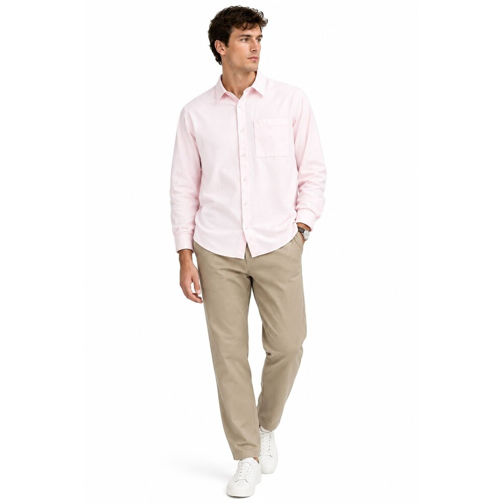 Lululemon Commission Long Sleeve Shirt Mens Medium Light Pink Stretch Cotton EUC